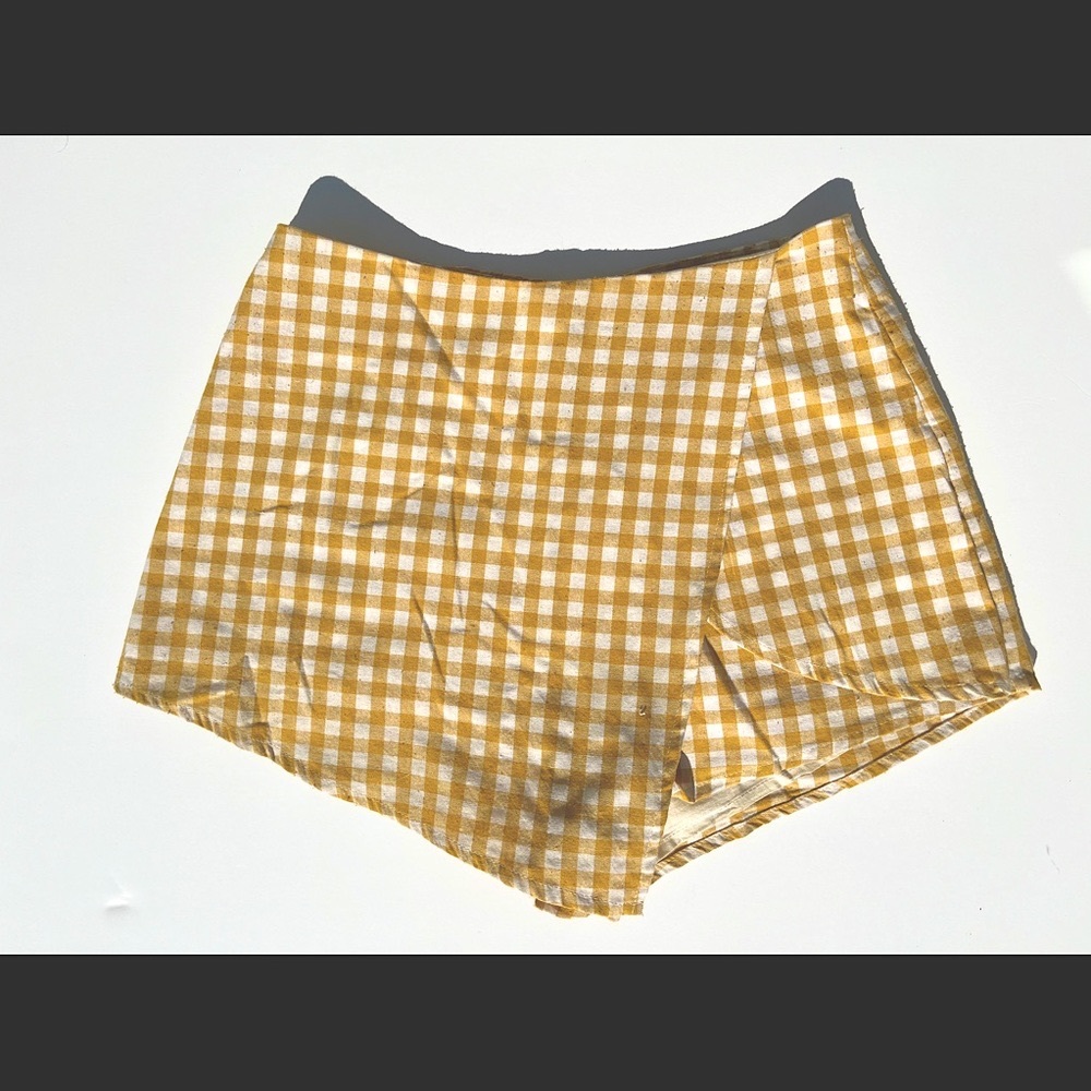 Cotton Candy LA Mustard Yellow Checkered Skort